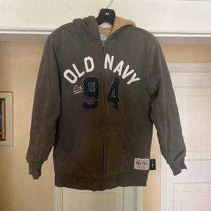 Youth XL Green/Gray Old Navy Zip-Up Hoodie